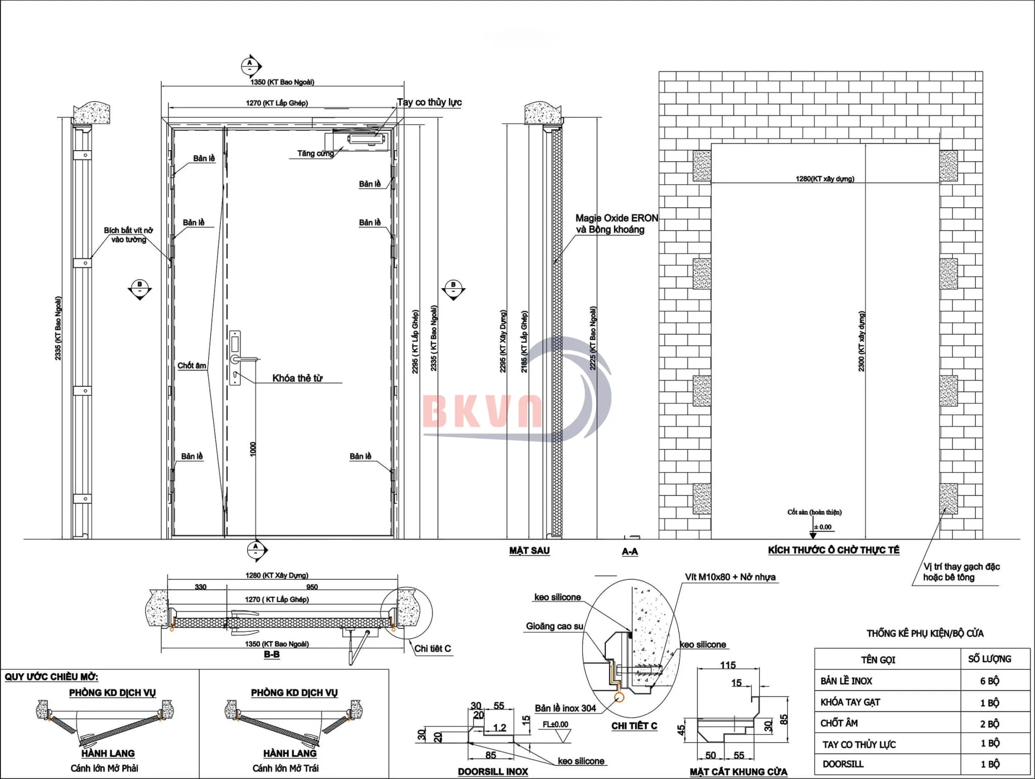 Bản vẽ cửa chống cháy 2 cánh lệch