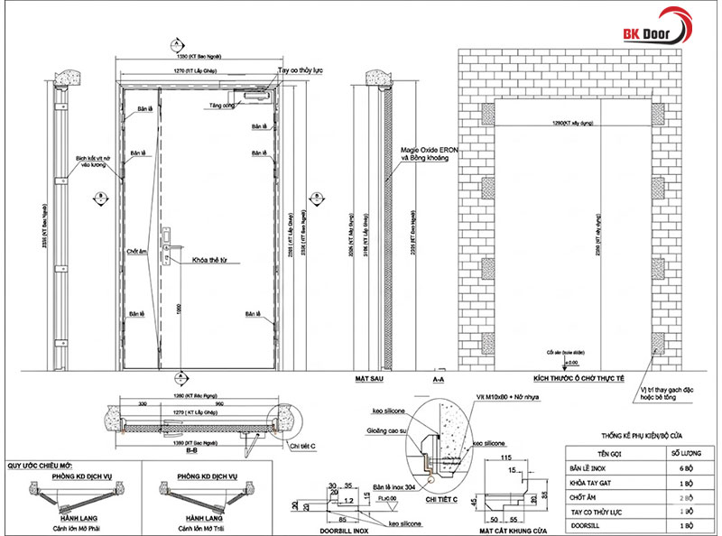 Bản vẽ cửa chống cháy 2 cánh thiết kế lệch