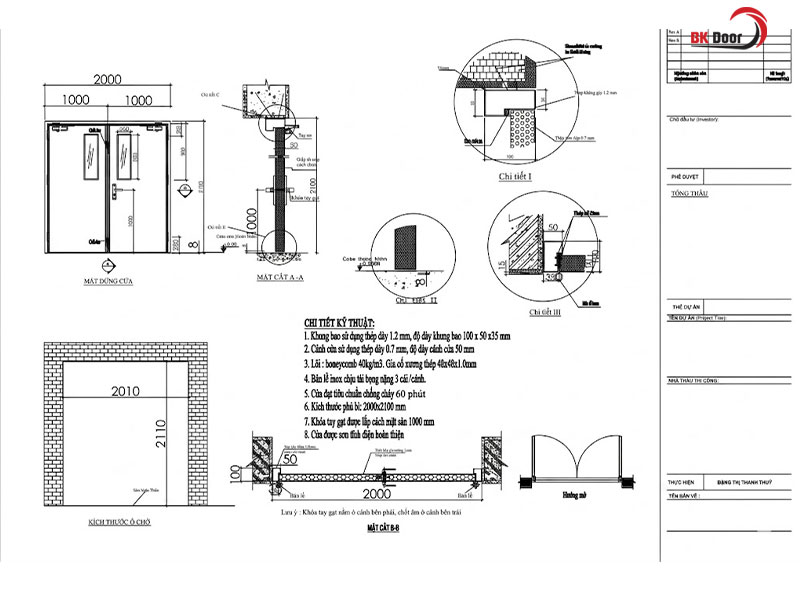 Bản vẽ cửa chống cháy EI60