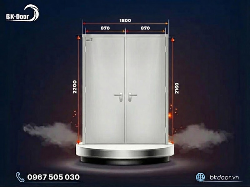 Kích thước cửa chống cháy 2 cánh đều BK DOOR