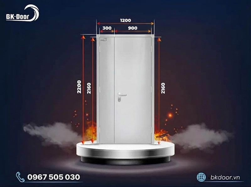 Kích thước cửa chống cháy 2 cánh lệch