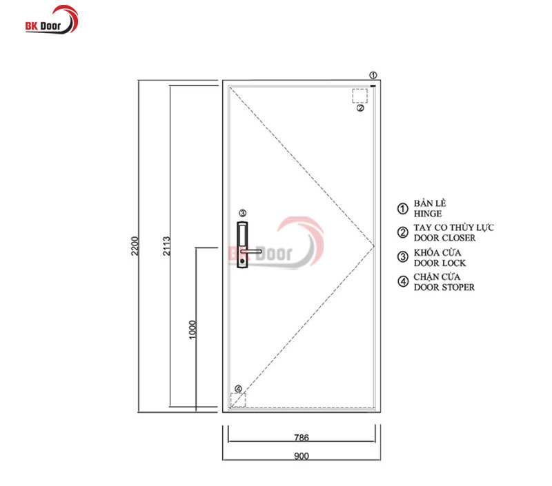 Kích thước cửa chống cháy đơn phổ biến hiện nay