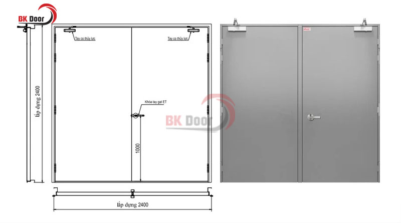 Kích thước cửa chống cháy đôi phổ biến hiện nay