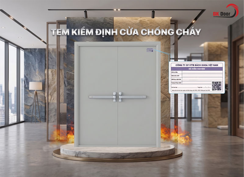 Tem kiểm định cửa chống cháy nhằm chứng minh sản phẩm đáp ứng đầy đủ các yêu cầu về an toàn phòng cháy chữa cháy