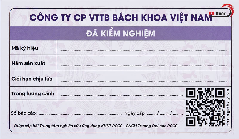 Những thông tin quan trọng trên tem cửa chống cháy