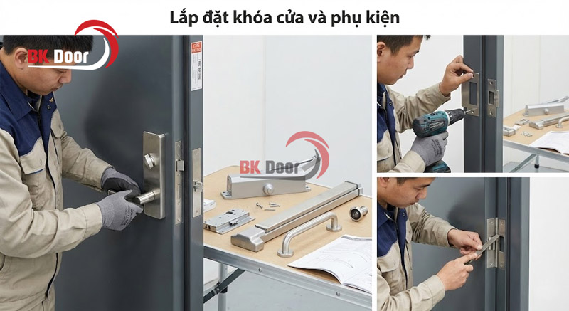 Lắp đặt khóa cửa và phụ kiện cho cửa chống cháy