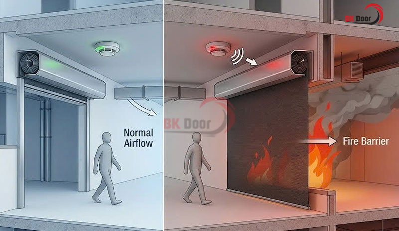 Nguyên lý hoạt động của rèm ngăn cháy