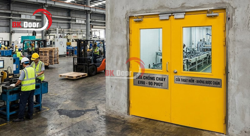 Cửa chống cháy 90 phút thường dùng để ngăn cách khu vực sản xuất