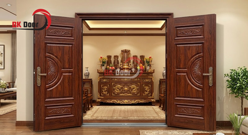 Cửa thép vân gỗ mang đến cảm giác trầm ấm và khả năng chống cháy an toàn cho gia đình