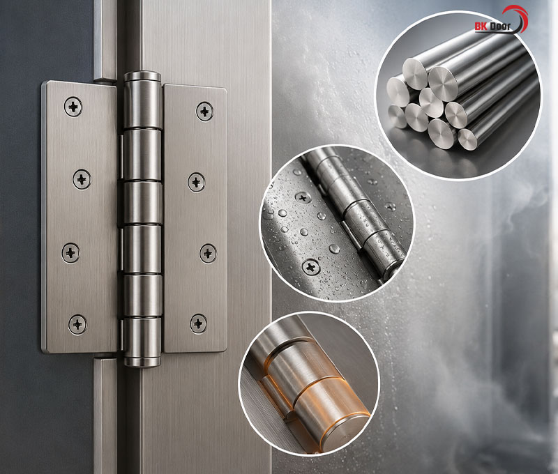 Bản lề cửa chống cháy liên kết với khung và cánh tạo chuyển động linh hoạt