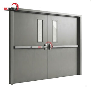 Cửa chống cháy 2 cánh có ô kính - Thanh thoát hiểm