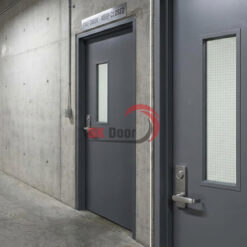 Cửa thép chống cháy 1 cánh có ô kính khóa tay gạt