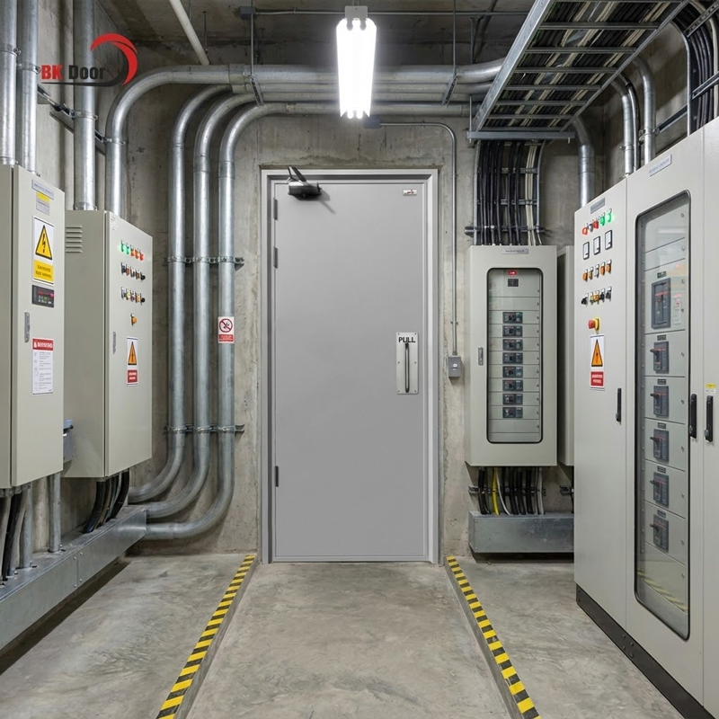 Cửa thép chống cháy 1 cánh tại phòng kỹ thuật điện