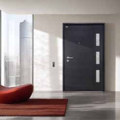 Cửa thép Laminate 1 cánh lệch có ô kính cho căn hộ chung cư/khách sạn