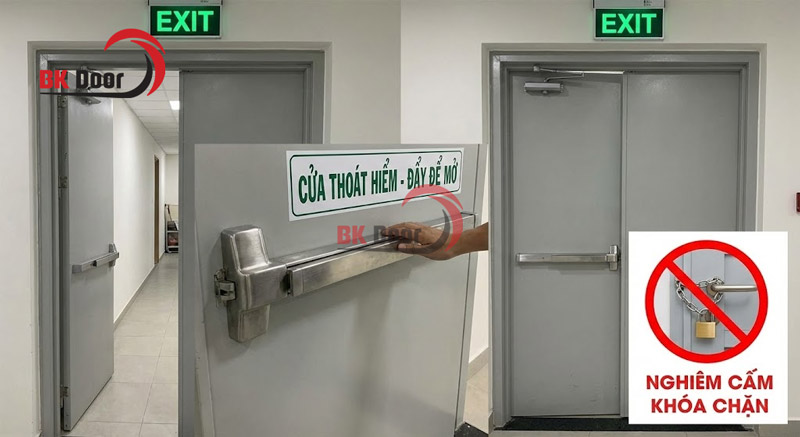 Quy định về cửa thoát hiểm trong PCCC phải đảm bảo khả năng mở dễ dàng mà không cần dùng khóa