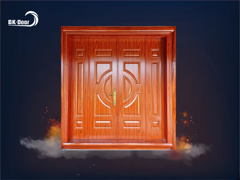 Cửa thép vân gỗ 4 cánh sang trọng