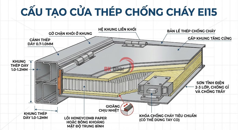 Cấu tạo cửa thép chống cháy EI15