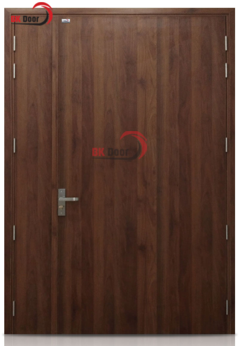 Mẫu cửa thép vân gỗ 1 cánh lệch