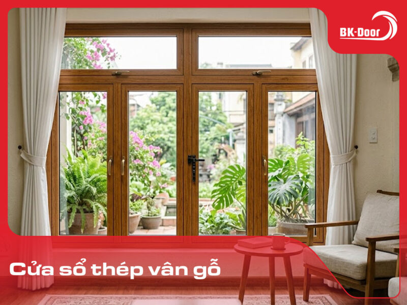 cửa sổ thép vân gỗ
