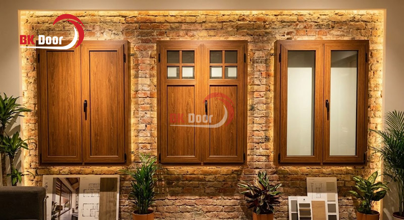 Cửa sổ thép vân gỗ 2 cánh đa dạng mẫu mã