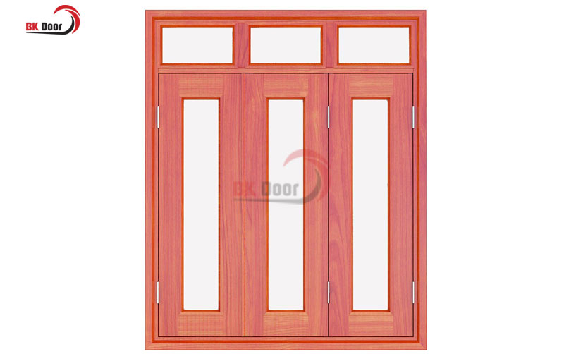 Mẫu cửa sổ thép vân gỗ thiết kế 3 cánh 