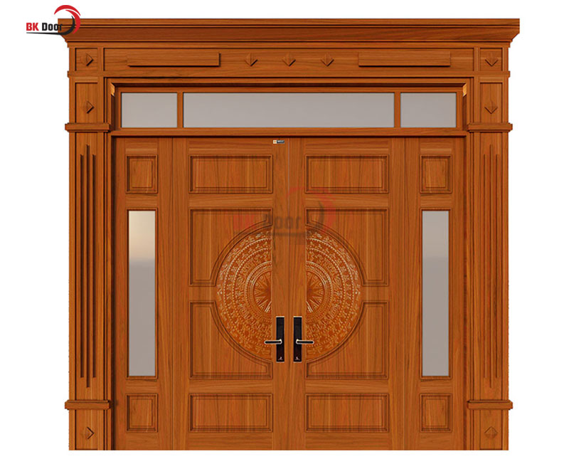 Cửa thép vân gỗ 4 cánh bền, đẹp, chống cháy hiệu quả