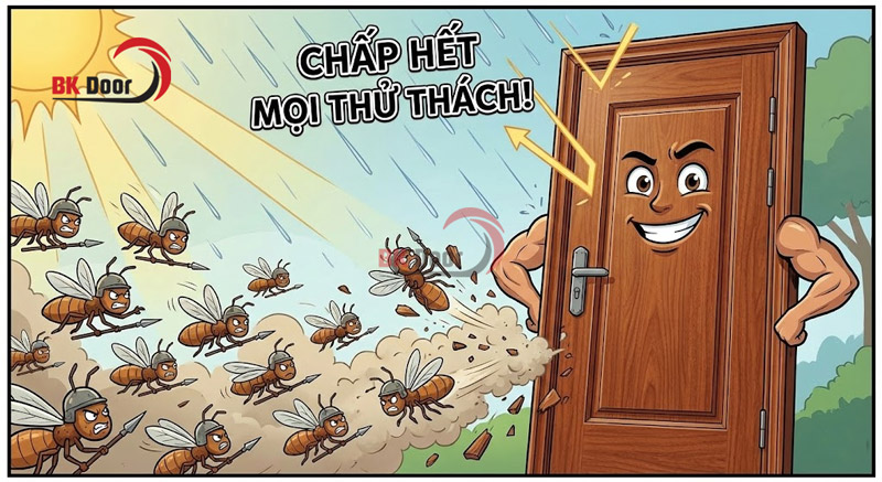 Cửa thép vân gỗ BK DOOR bền vững trước mọi yếu tố môi trường