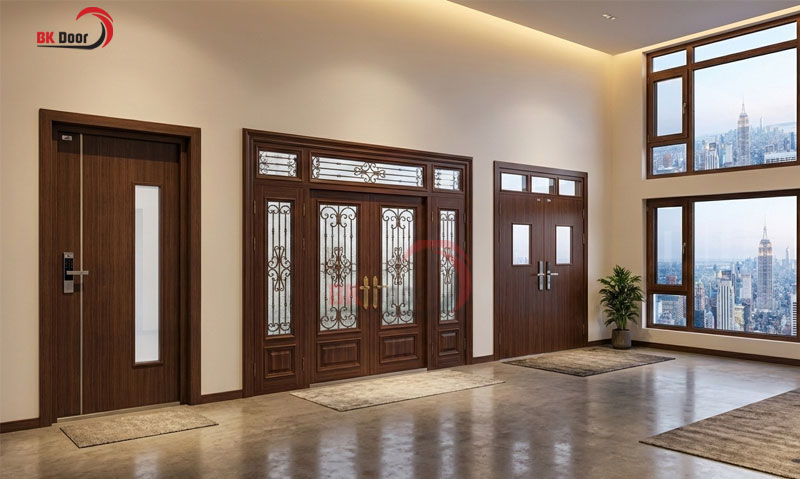 Cửa thép vân gỗ BK Door đa dạng mẫu mã