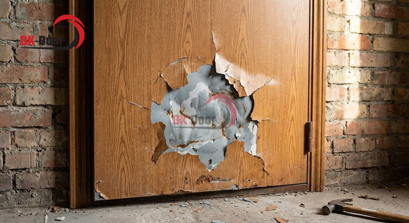 Cửa thép vân gỗ kém chất lượng bề mặt dễ bị bong tróc