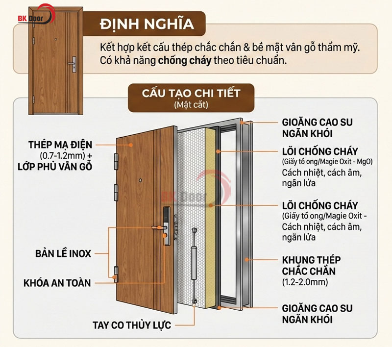 Cấu tạo cửa thép vân gỗ