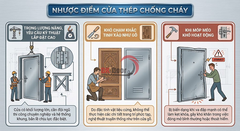 Nhược điểm cửa thép chống cháy bạn cần lưu ý