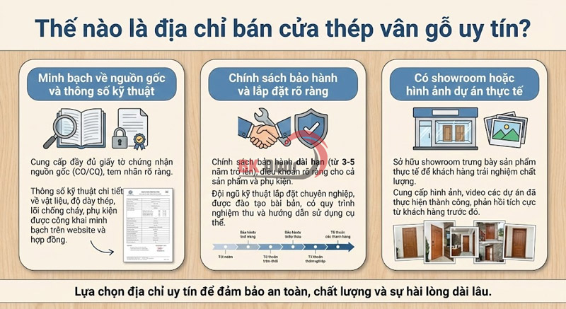 Thế nào là địa chỉ bán cửa thép vân gỗ uy tín? 3 Tiêu chí đánh giá đơn giản