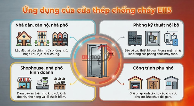 Các ứng dụng của cửa thép chống cháy 15 phút
