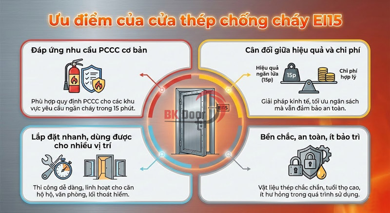 Ưu điểm của cửa thép chống cháy EI15