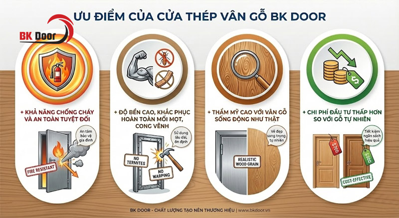 4 ưu điểm của cửa thép vân gỗ BK DOOR