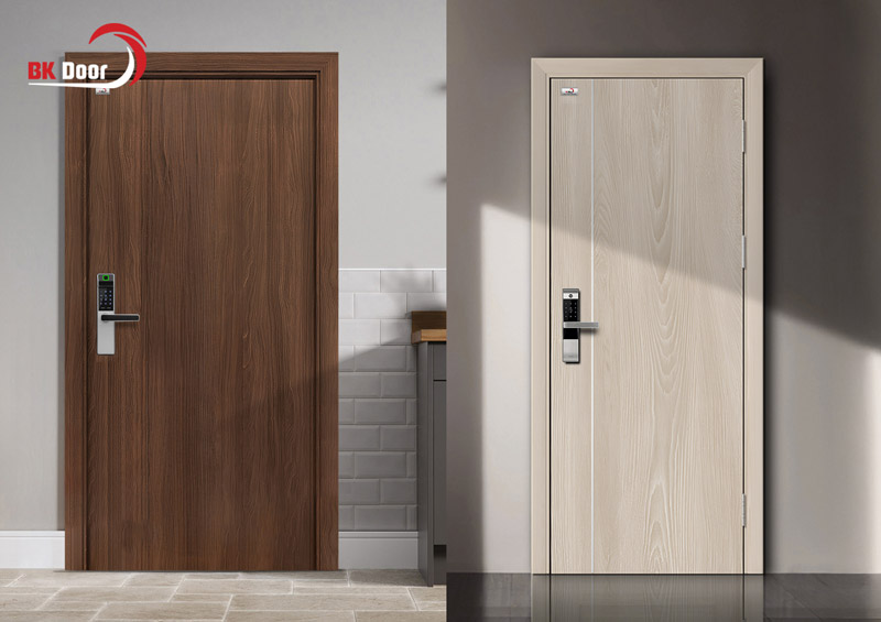 Mẫu cửa thép vân gỗ làm cửa chính 