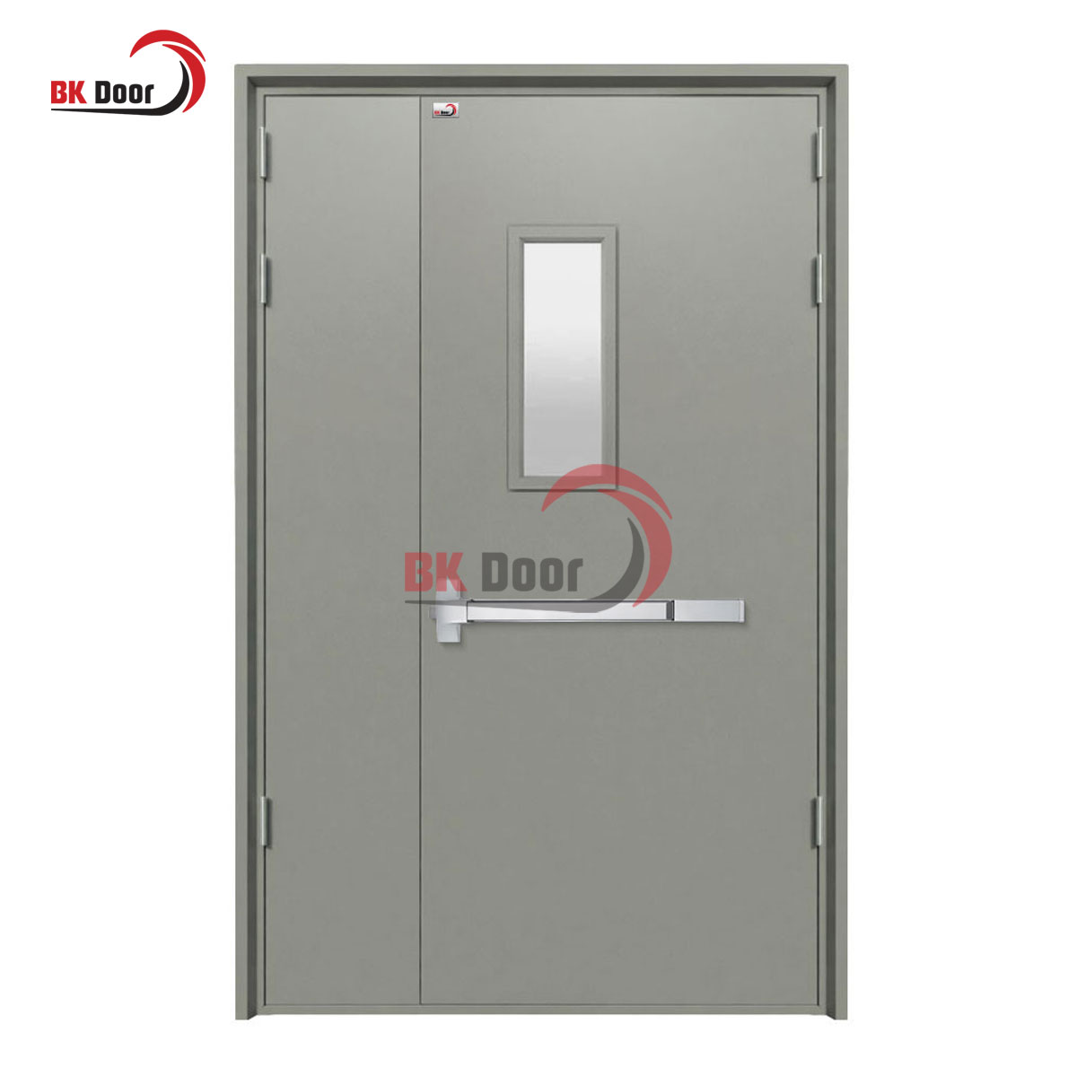 Cửa thép chống cháy 2 cánh lệch ô kính BKD2-007