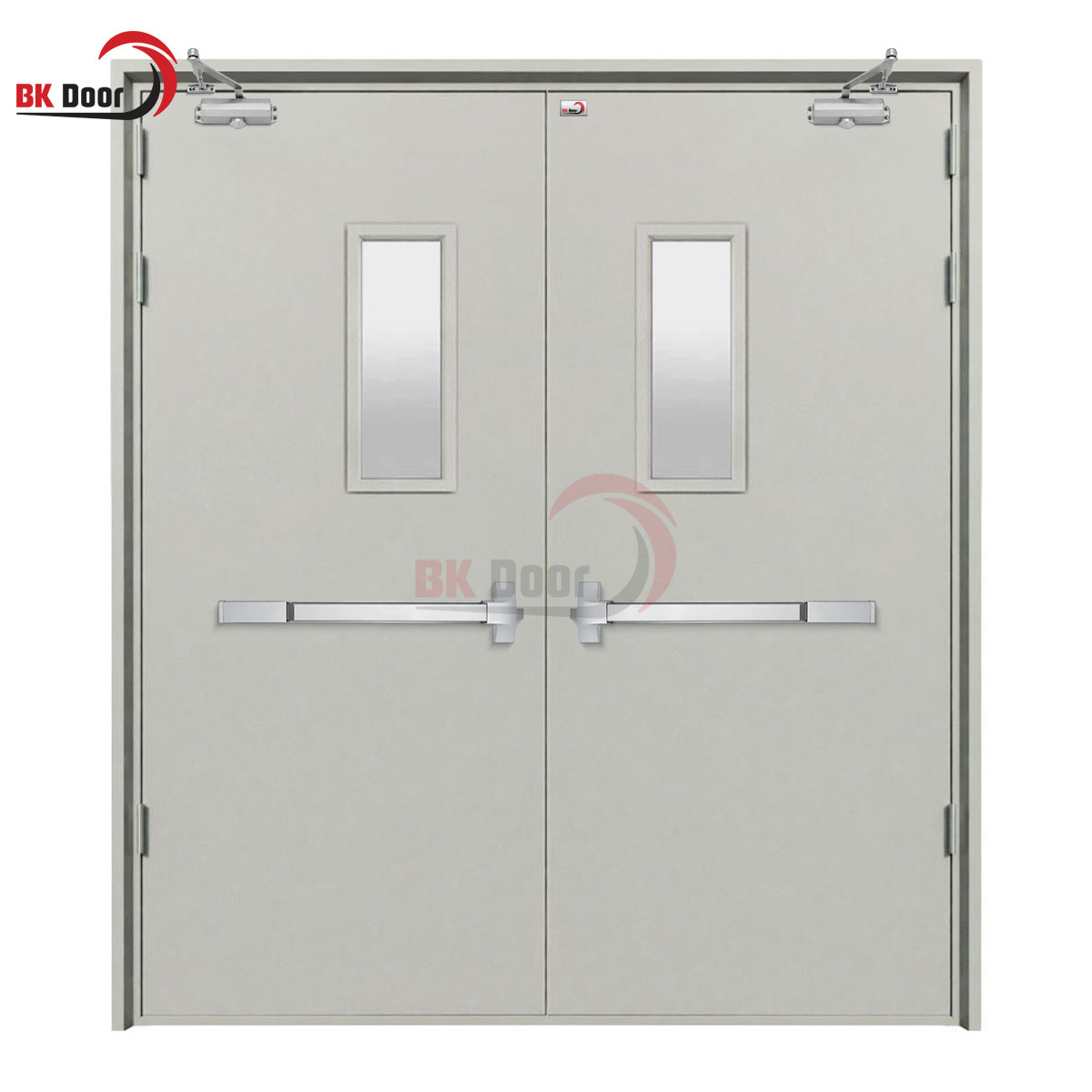 Cửa thép chống cháy 2 cánh đều ô kính BKD2-013