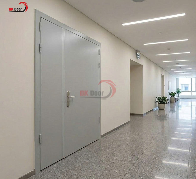 Cửa thép chống cháy 2 cánh lệch BKD2-012 đóng mở nhẹ nhàng ổn định