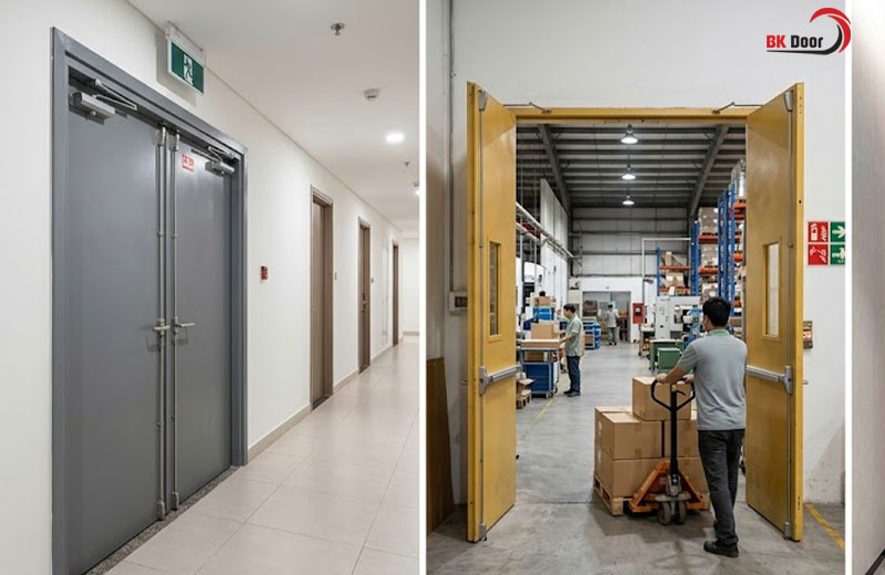 Cửa chống cháy 2 cánh sử dụng cho nhà xưởng