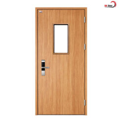 Cửa thép vân gỗ 1 cánh BK Door có ô kính